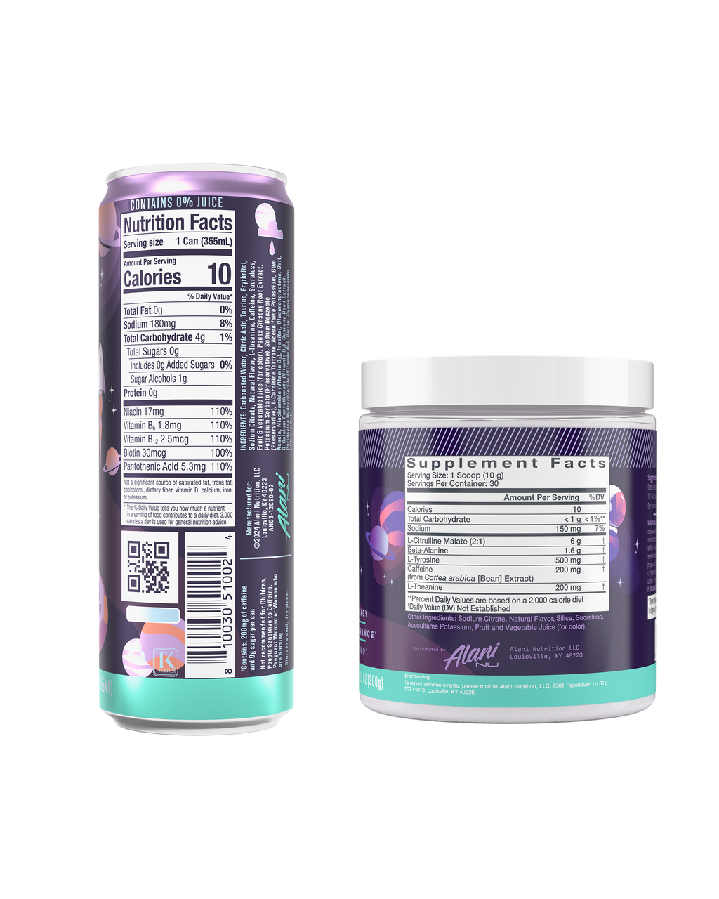 Back view of Cosmic Stardust Energy Drink and Pre-workout.