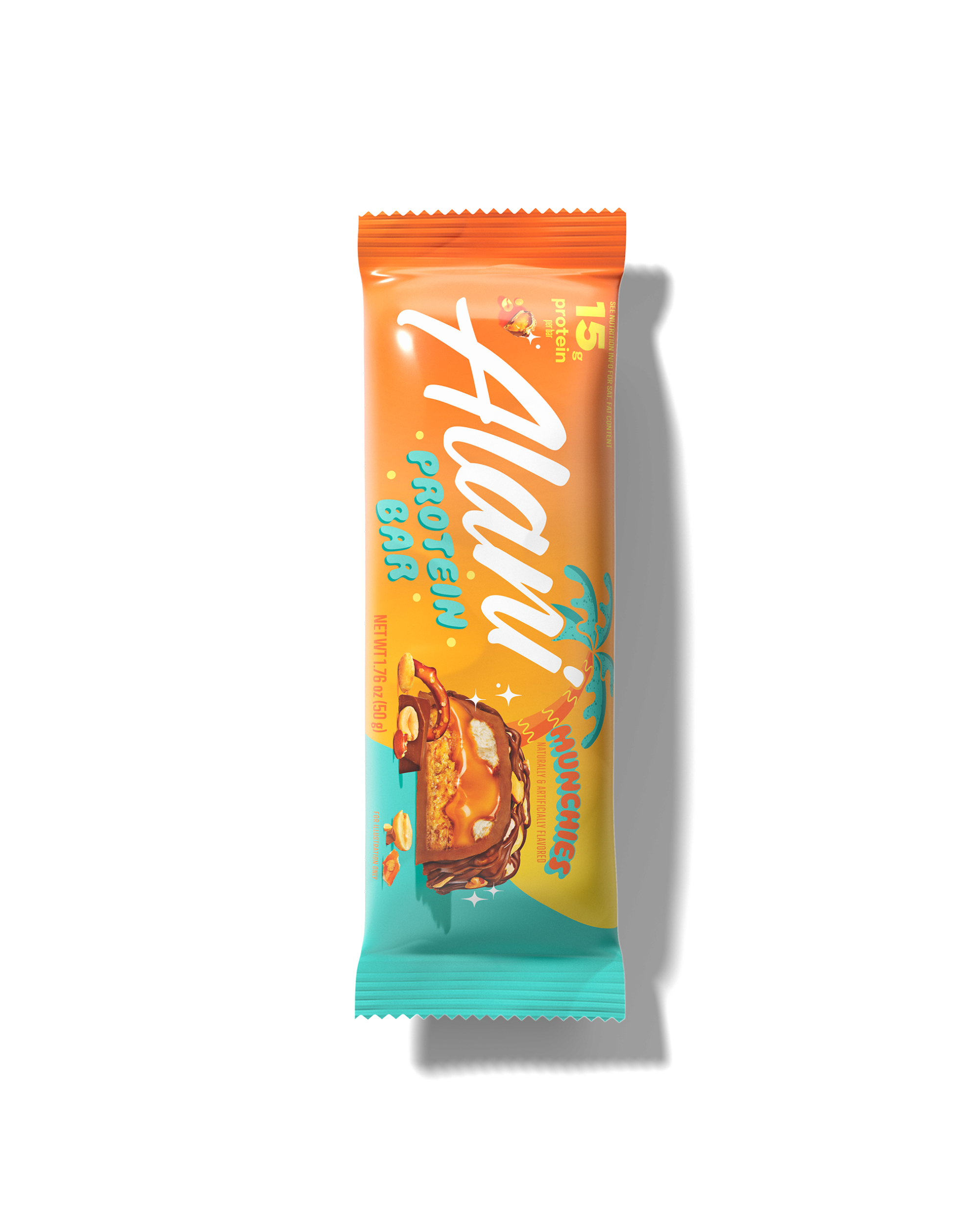 A front image of protein bar flavor munchies.